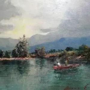 Diane Erasmus — 133. Code: 6/2011 Two boys Fishing. Available from Crouse Art Gallery, Windermere Road, Durban