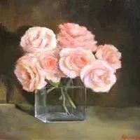 Karina Behr — Pink Roses in Turquoise Bowl