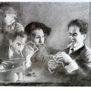 Calling of St. Matthew - Caravaggio - Charlie Chaplin